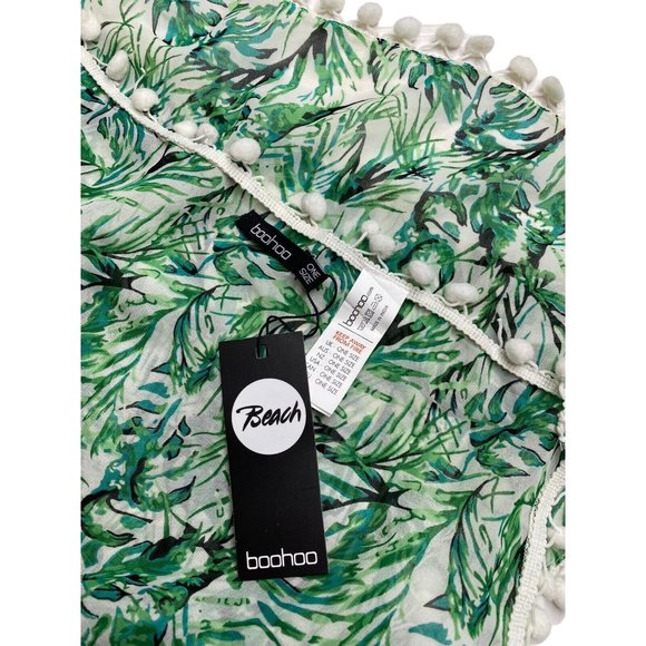 NEW Boohoo Women's Chiffon‎ Tie Waist Beach Sarong Palm Tassel NWT 38x40 - Picture 3 of 6